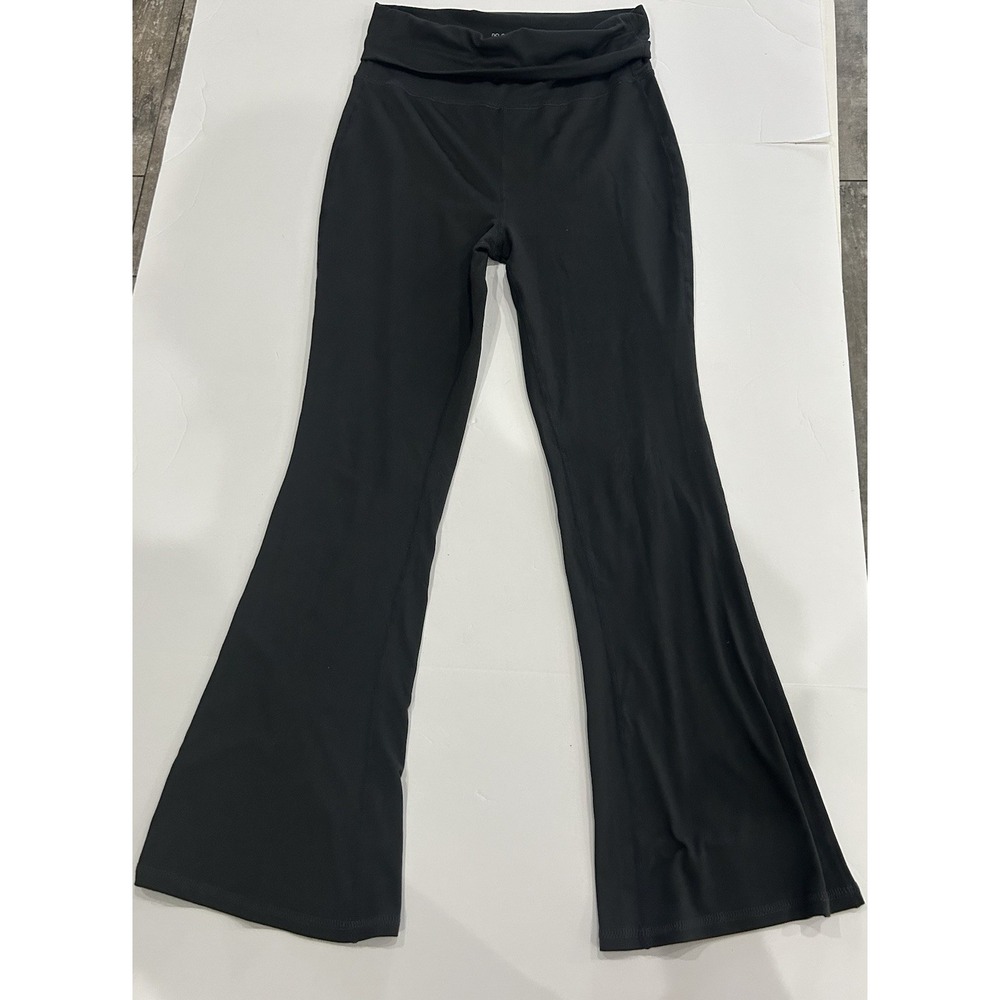 Yoga‎ Pants Girls Large (14) Dark Gray Flare Foldover Waist High Rise Stretch